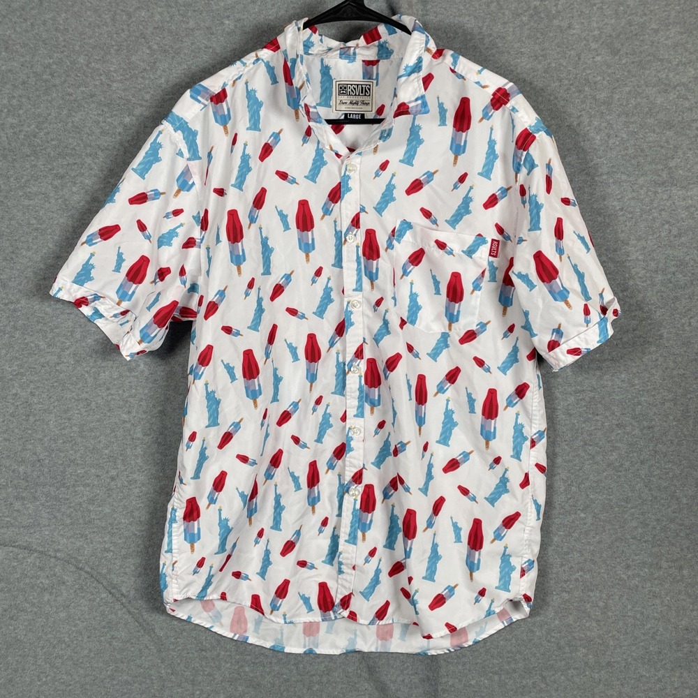 RSVLTS Bomb Pops & Freedom Shirt Mens Large Patriotic Statue of Liberty White L
